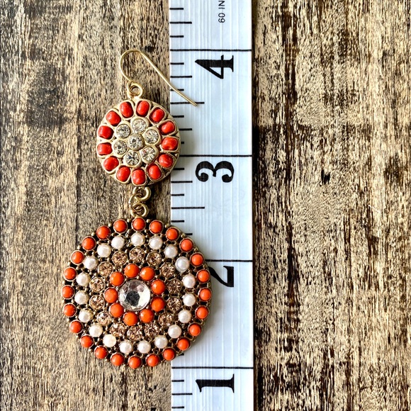 Oranges & Gold Medallion Fashion Earrings - Picture 6 of 6
